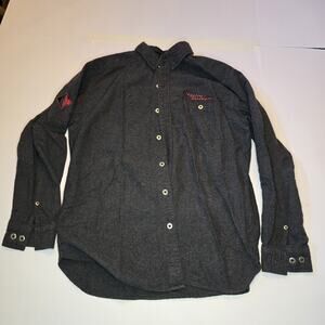 Harley Davidson Men's Long Sleeve Flannel Shirt L Gray Biker Metal Buttons